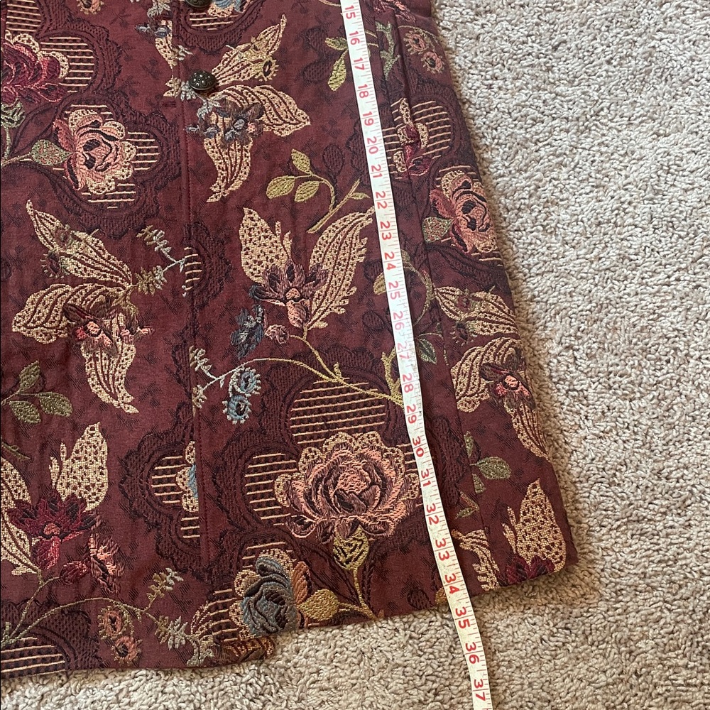 CAbi Burgundy Floral Jacquard Blazer Coat with side pockets Size 4 - Picture 9 of 11